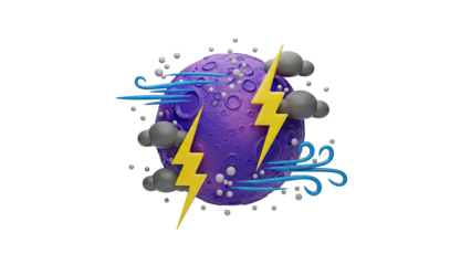 Planet with Lightning, Clouds, and Wind