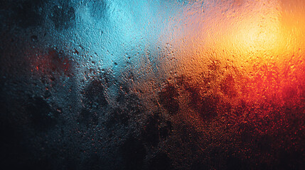 Noise-textured transparent glass abstract with blue and orange gradients, blending warm and cool tones, ideal for modern web backgrounds, fashion banners, and tech presentations