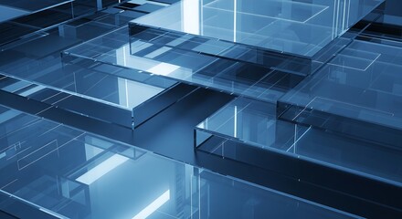 Stunning blue glass blocks in modern architectural design