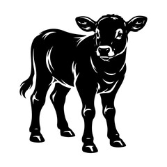 Fototapeta premium Calf silhouette illustration young farm animal