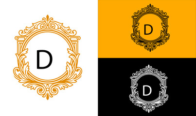 anniversary gold label with D latter Logo