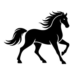 Obraz premium Running horse silhouette illustration dynamic motion