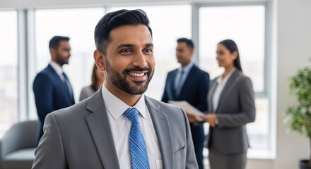 Professional business team engaging in a corporate meeting in a modern office with diverse colleagues and bright natural lighting for teamwork and collaboration