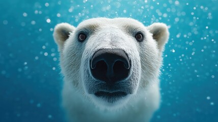 polar bear underwater close-up