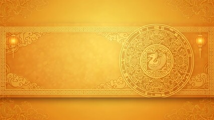 Golden ornamental design with detailed circular pattern and scrollwork