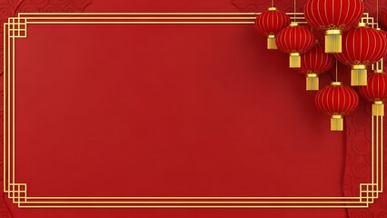 Red lanterns on textured backdrop festive design with copy space
