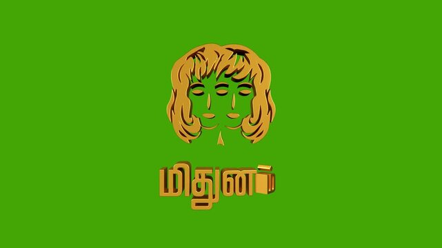 Tamil Horoscope Zodiac Signs Gold Animation on Green Screen | Rasi Palan Astrology Background Chroma Key