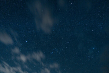 Deep blue night sky dotted with countless stars and soft clouds a serene magical view