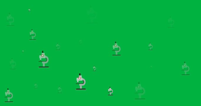 Digital animation of multiple microscope icons against black background