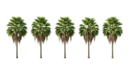 Obraz premium Palm Trees Lineup Isolated on White Background, Tropical Summer Concept