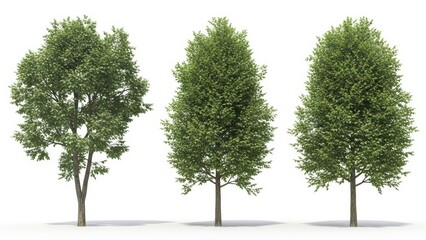 Obraz premium 3D Rendered Trees Isolated on White Background - Nature, Forest, Environment