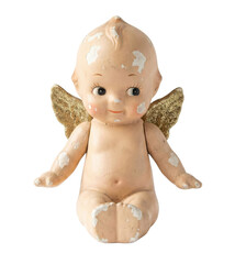 Vintage Kewpie doll with gold wings. Carnival prize figurine.