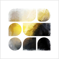 Solid shapes fragments rigid geometry and fluid, organic textures, where the structure of geometry meets the lawlessness of a paintbrush H