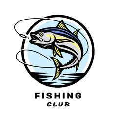 Fishing club logo with an image of a tuna