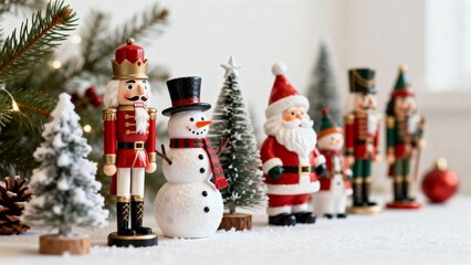 Christmas decorations with figurines and trees