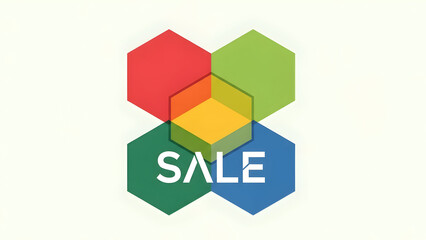 Obraz premium Colorful Hexagon Shapes with Sale Sign