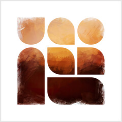 Solid shapes fragments rigid geometry and fluid, organic textures, where the structure of geometry meets the lawlessness of a paintbrush E