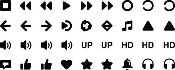 Fototapeta premium Black media player on white background symbols