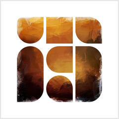 Solid shapes fragments rigid geometry and fluid, organic textures, where the structure of geometry meets the lawlessness of a paintbrush A