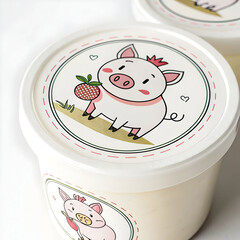 an empty label with a pig