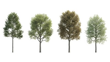 Trees Isolated on White Background - Various Foliage, Nature, Forest