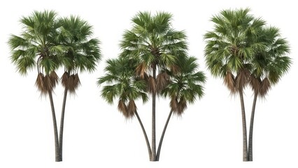 Obraz premium Palm Trees Isolated on White Tropical Foliage with Clipping Path