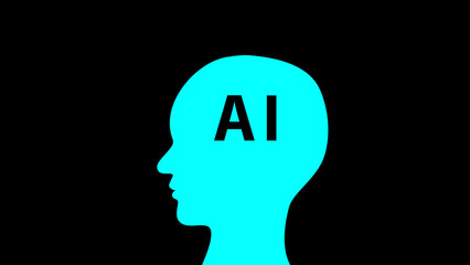 シンプルな人工知能（横顔_ノイズ_ネオン）のイラスト