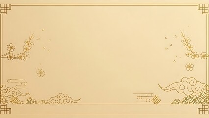 Elegant beige asian inspired background design with floral elements