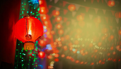 Lunar new year lantern decorated in chinatown area.