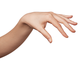 Woman's hand creating an elegant swan-like shape, symbolizing grace, beauty, and fluidity on a plain background, representing creativity and delicate movement