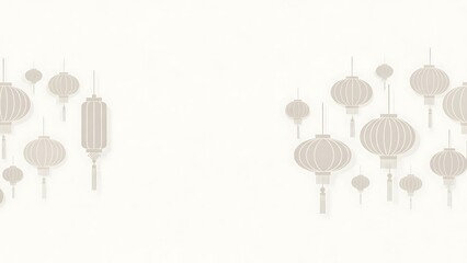 Elegant paper lanterns on a white background for festive designs and concepts