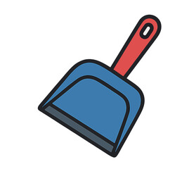 Obraz premium Blue Dustpan with Red Handle.