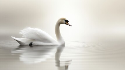 Fototapeta premium Elegant Swan Gliding Gracefully on Serene Water