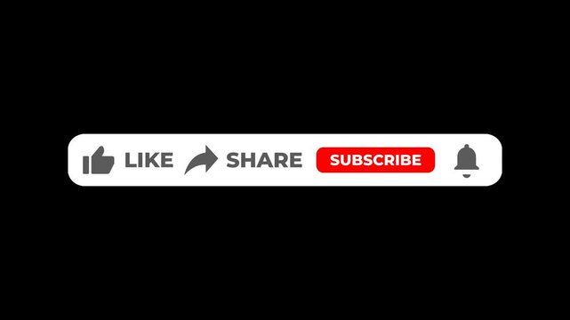Video animation of an animated, floating subscribe button with a bell button on a Transparent background. Suitable for a video blog (Without Particles).