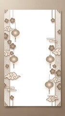 Elegant traditional asian design with lanterns and decorative elements
