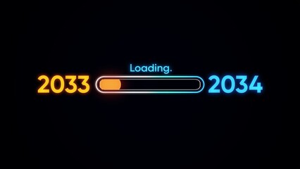 Loading screen with progress bar transitioning from 2033 to 2034