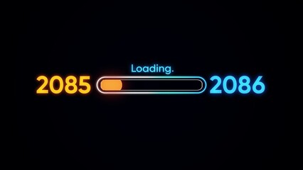 Neon loading bar from 2085 to 2086 progress futuristic