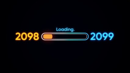 Neon loading bar from 2098 to 2099 progress