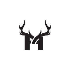 initial H letter with Horn vector logo design wild animal with horns quality stylish luxury.