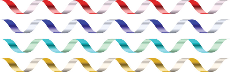Colorful ribbons arranged in wavy lines showcasing gradient color transitions