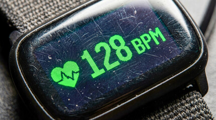 Close-up of heart rate monitor screen