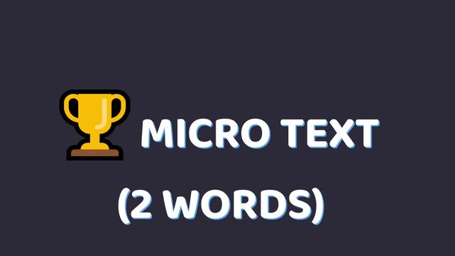 Trophy icon with Micro Text on dark background animation