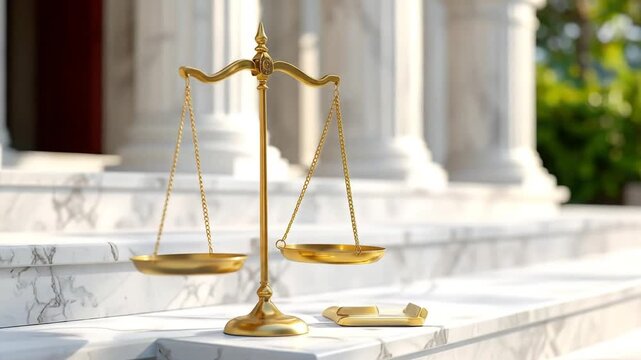 Scales of Justice: Golden Symbol on Marble Steps