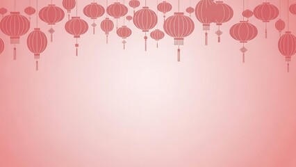Hanging red paper lanterns against a soft pink background illustration