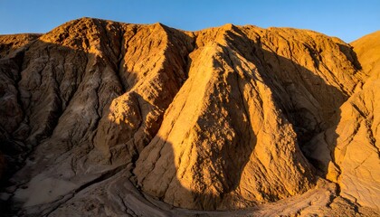 Obraz premium Rugged rock formations illuminated by sunlight