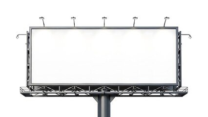 Obraz premium Large blank billboard on metal structure with lights isolated on white background