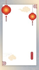Traditional red lanterns on white background with copy space for design elements