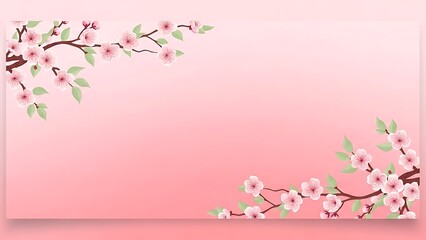 Pink cherry blossom branches on gradient background design