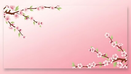 Pink floral branches on a gradient background for design and decoration
