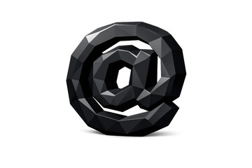 Black geometric at symbol in low poly style, visualizing connectivity, contact, and email internet communication. Transparent background